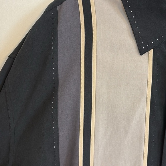 Nat Nast men’s silk color block Black and Beige Button-Up Shirt. Size XL - Picture 3 of 6